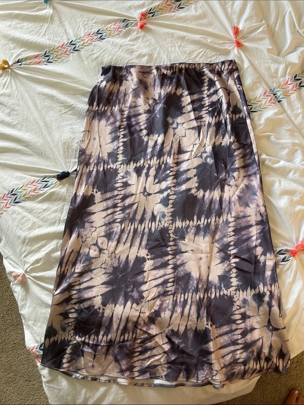 Mango Women's Tie-Dye Midi Skirt - Black and Cream - Picture 1 of 2